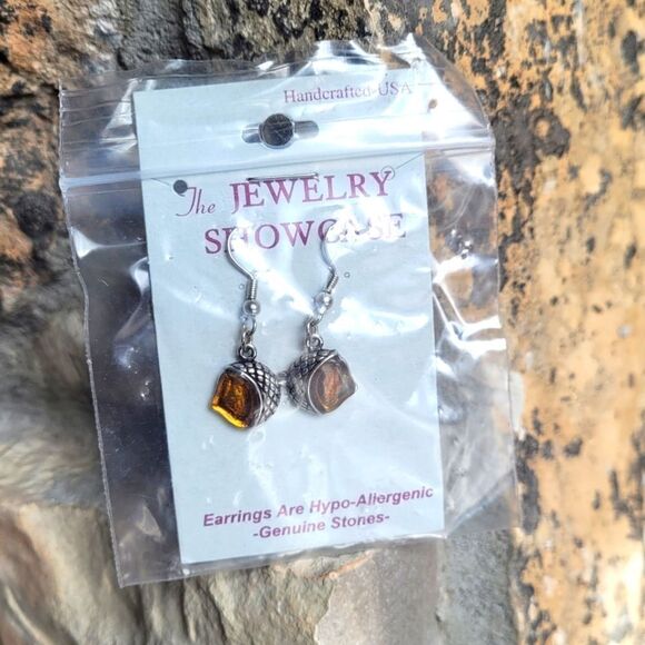 New! Amber Acorn 🌰 Dangle Earrings Hypoallergenic 🐿 - Picture 3 of 4